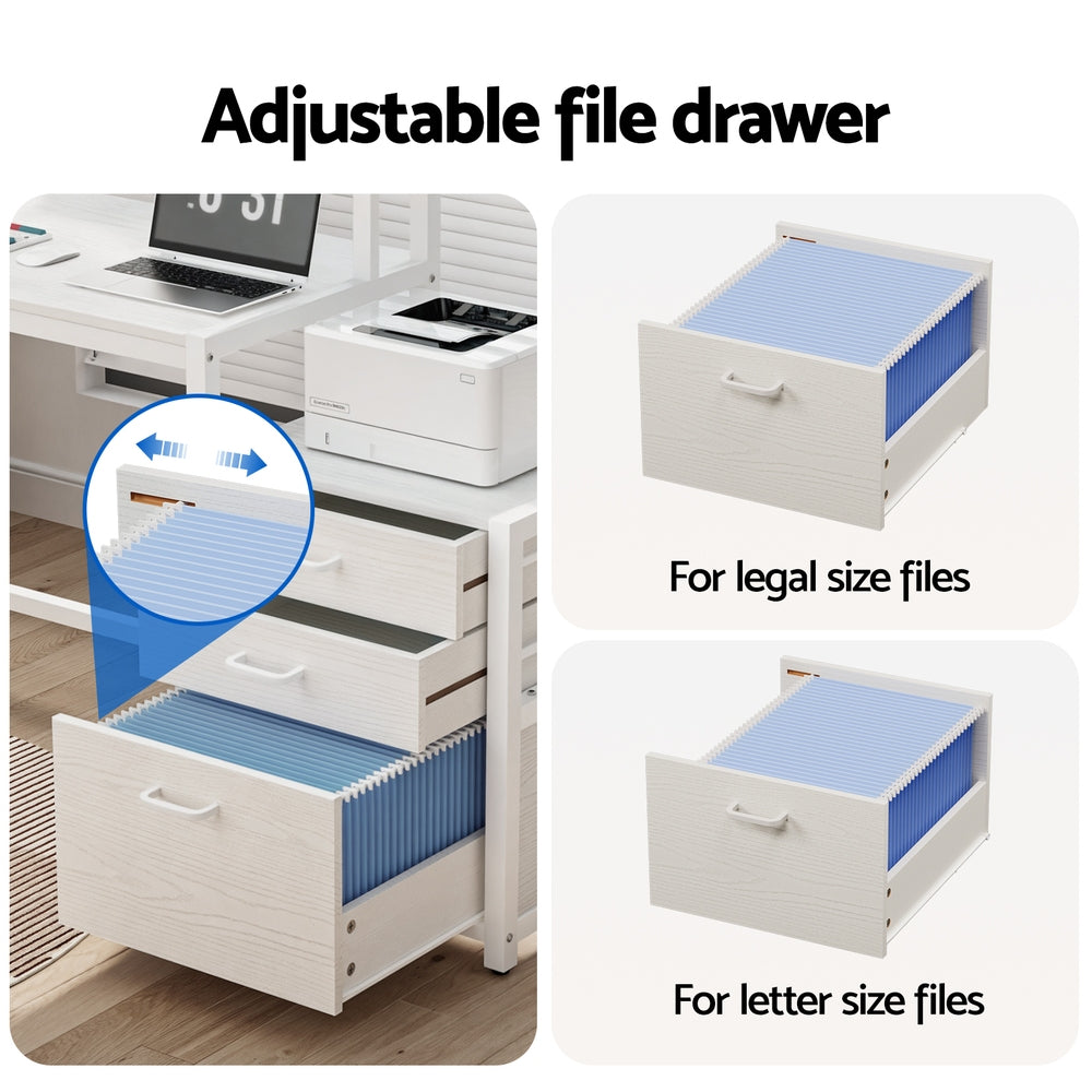 Artiss Computer Desk Home Office Study Table Desks w/Drawers Open Shelf White 160CM