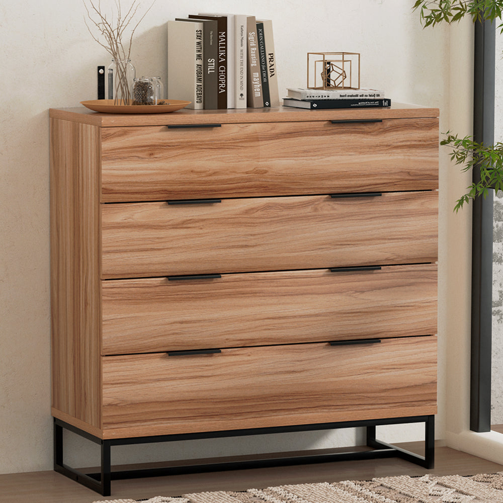 Melrose King Bedroom Suite 5 Piece 1x King Mattress, 1x King Metal Bed Frame, 2x Oak Bedside Tables and 1x Oak Tallboy