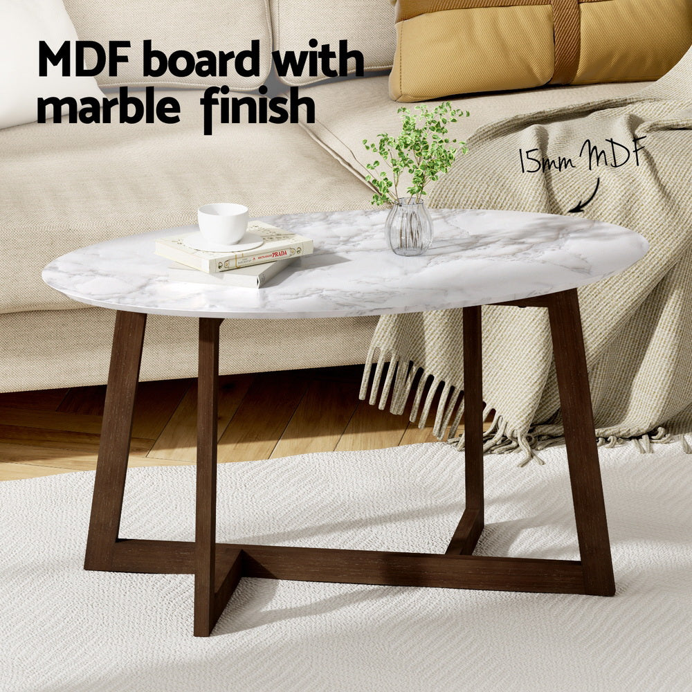 Ilarion Coffee Table Oval Marble Effect
