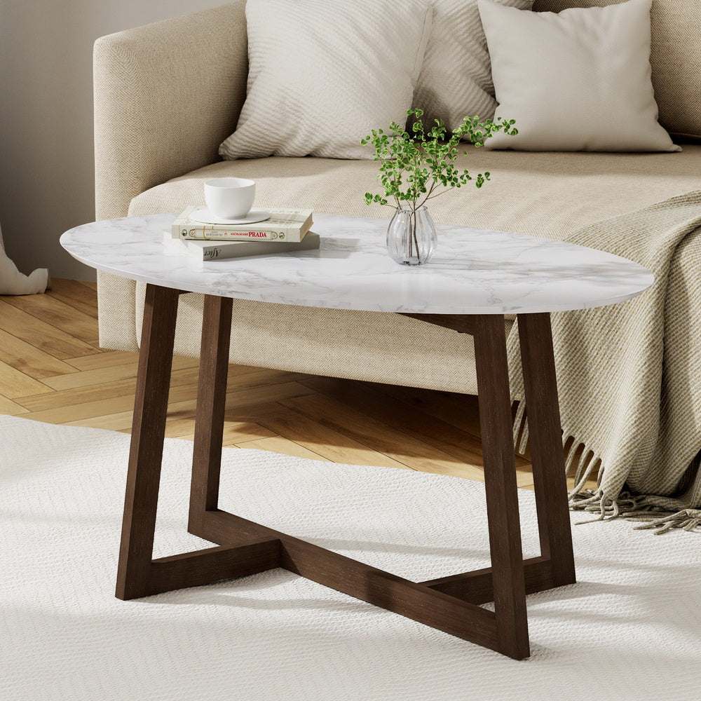 Ilarion Coffee Table Oval Marble Effect