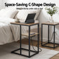 Ignatios C-Shaped End Table Charging Station 2-Tier Side Coffee Table Bedside Wood