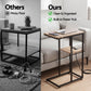Ignatios C-Shaped End Table Charging Station 2-Tier Side Coffee Table Bedside Wood