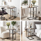 Ignatios C-Shaped End Table Charging Station 2-Tier Side Coffee Table Bedside Wood