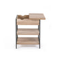 Iason Coffee Table Side Bedside End Table Charging Station Flip-Top Storage 60cm Wood