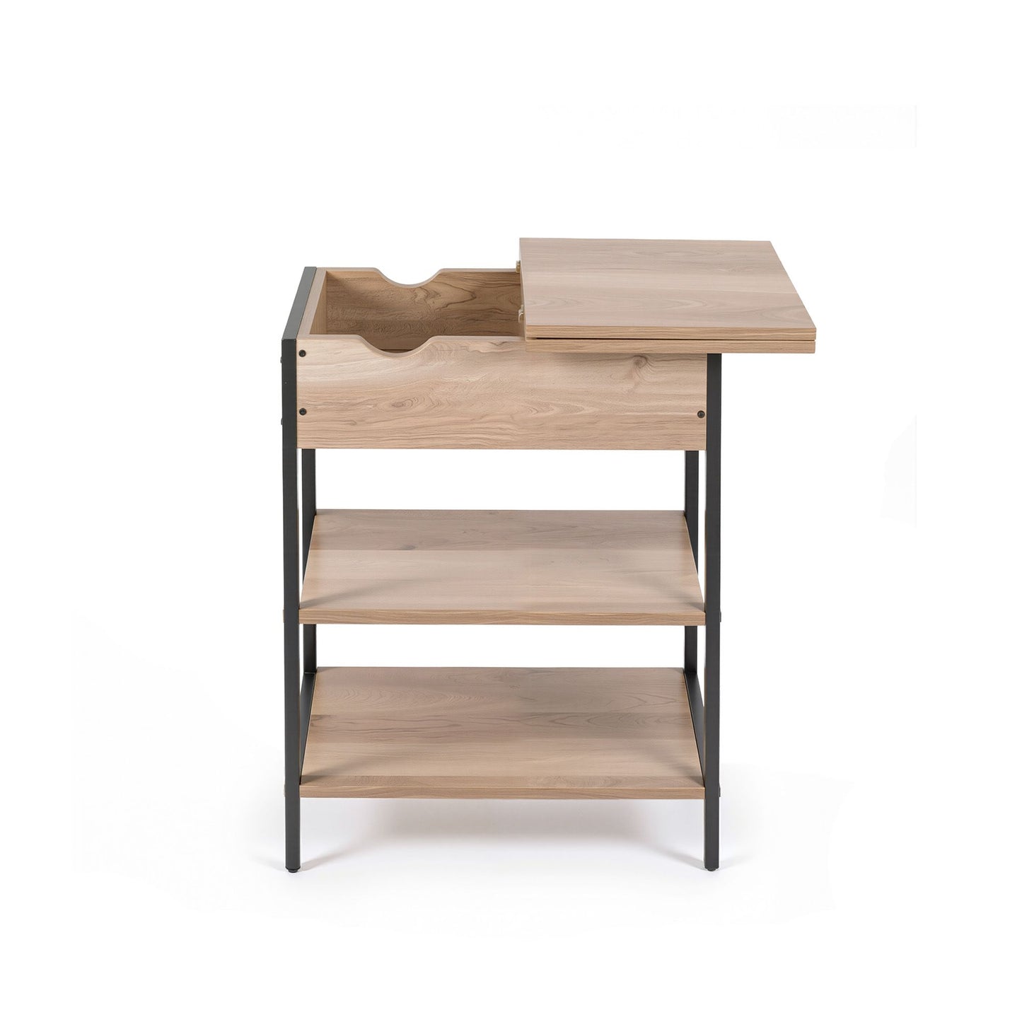 Iason Coffee Table Side Bedside End Table Charging Station Flip-Top Storage 60cm Wood