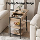 Iason Coffee Table Side Bedside End Table Charging Station Flip-Top Storage 60cm Wood