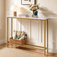 Console Table Entryway Hallway Display Desk Charging Station Marble Finish - White & Gold