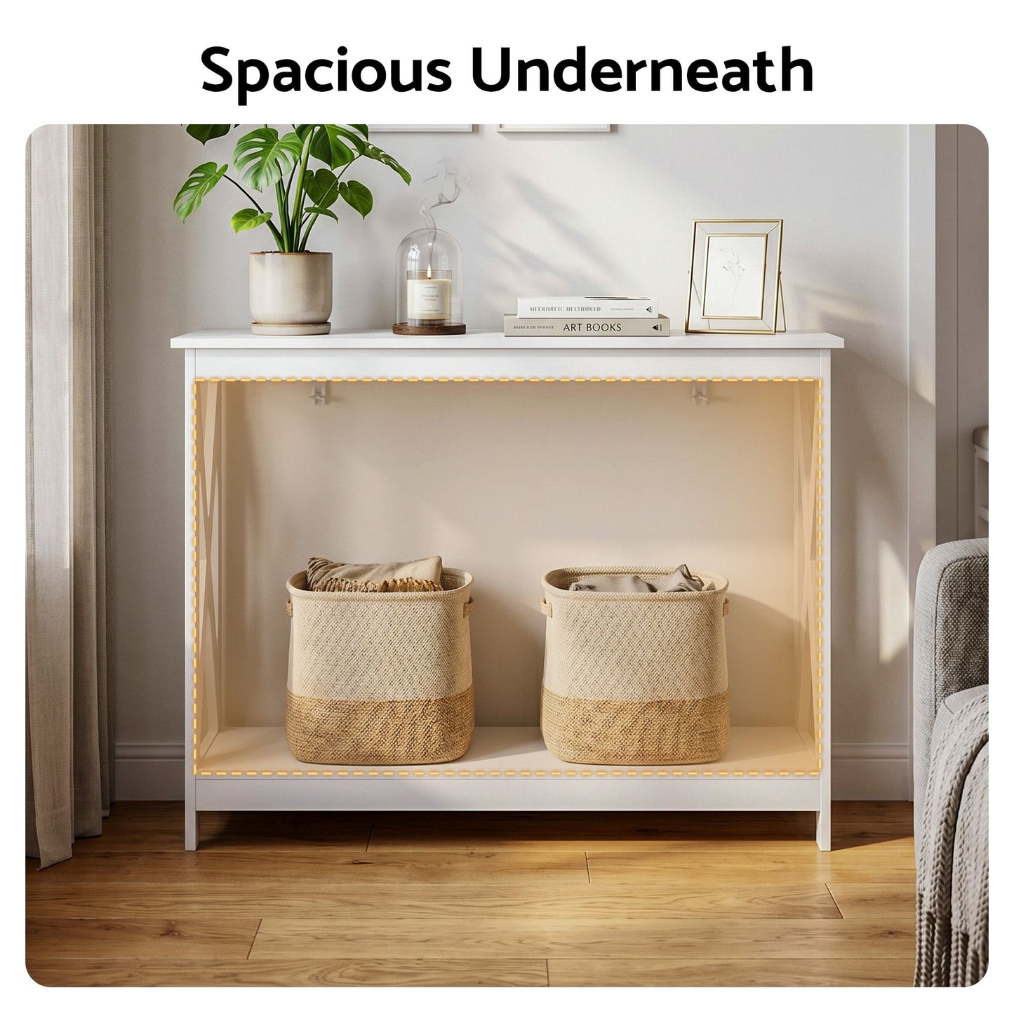 Console Table Entryway Hallway Display 2-Tier Narrow Sofa Table 100CM - White