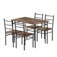 5-Piece Otell Walnut Dining Table & Chair Set Industrial Wooden Metal Desk