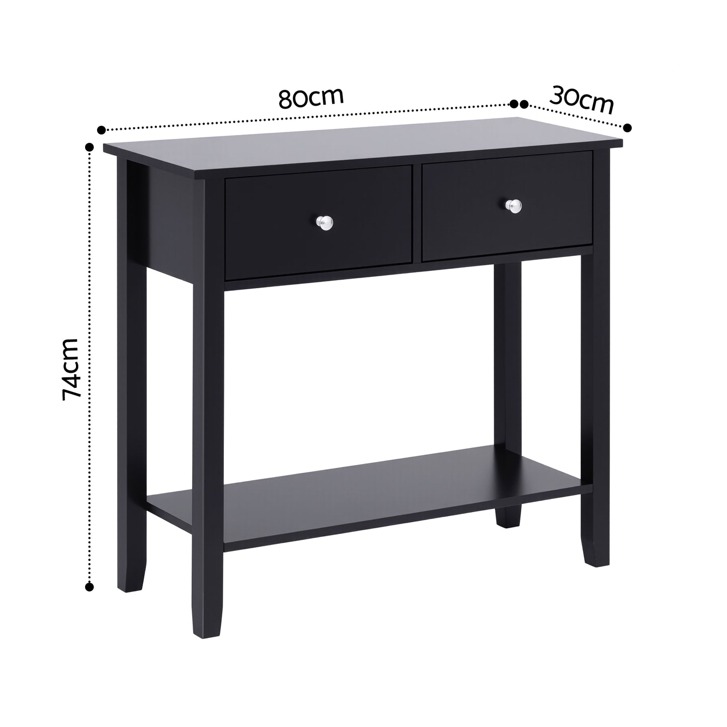 Console Table Hallway Sofa Entryway Entrance 2 Drawers 80CM - Black