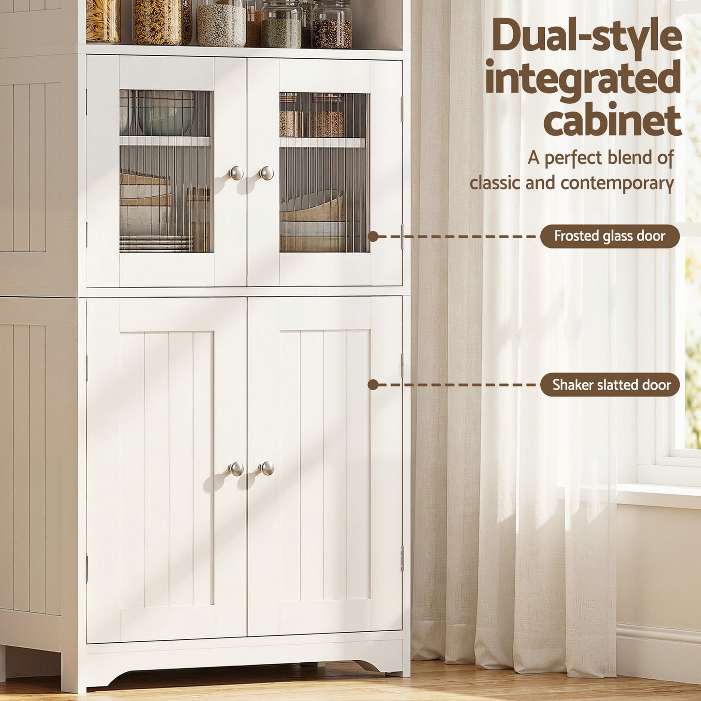 Holden Wooden Buffet Sideboard 160cm Cabinet Pantry Kitchen Storage Cupboard - White