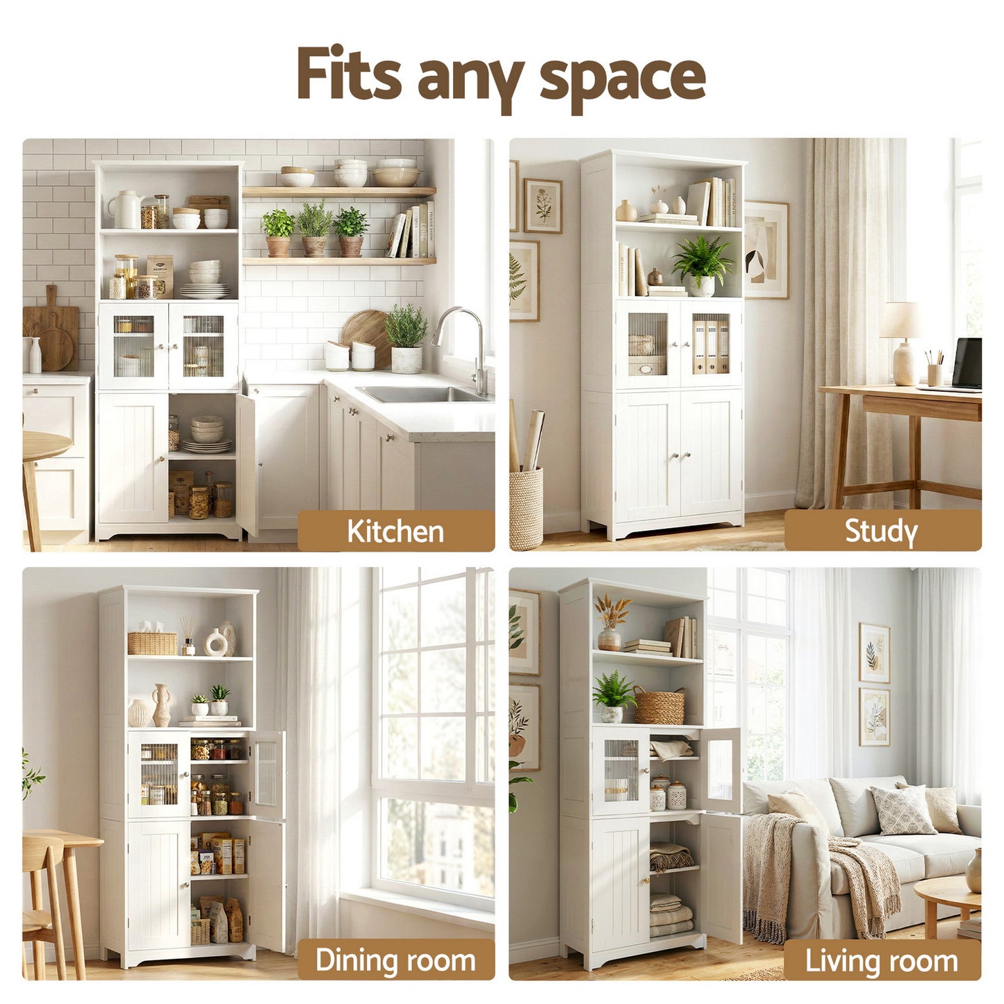 Holden Wooden Buffet Sideboard 160cm Cabinet Pantry Kitchen Storage Cupboard - White