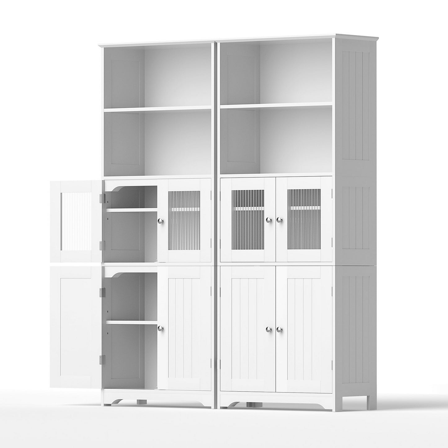 Set of 2 Holden Wooden Buffet Sideboard 160cm Cabinet Pantry Kitchen Storage Cupboard - White