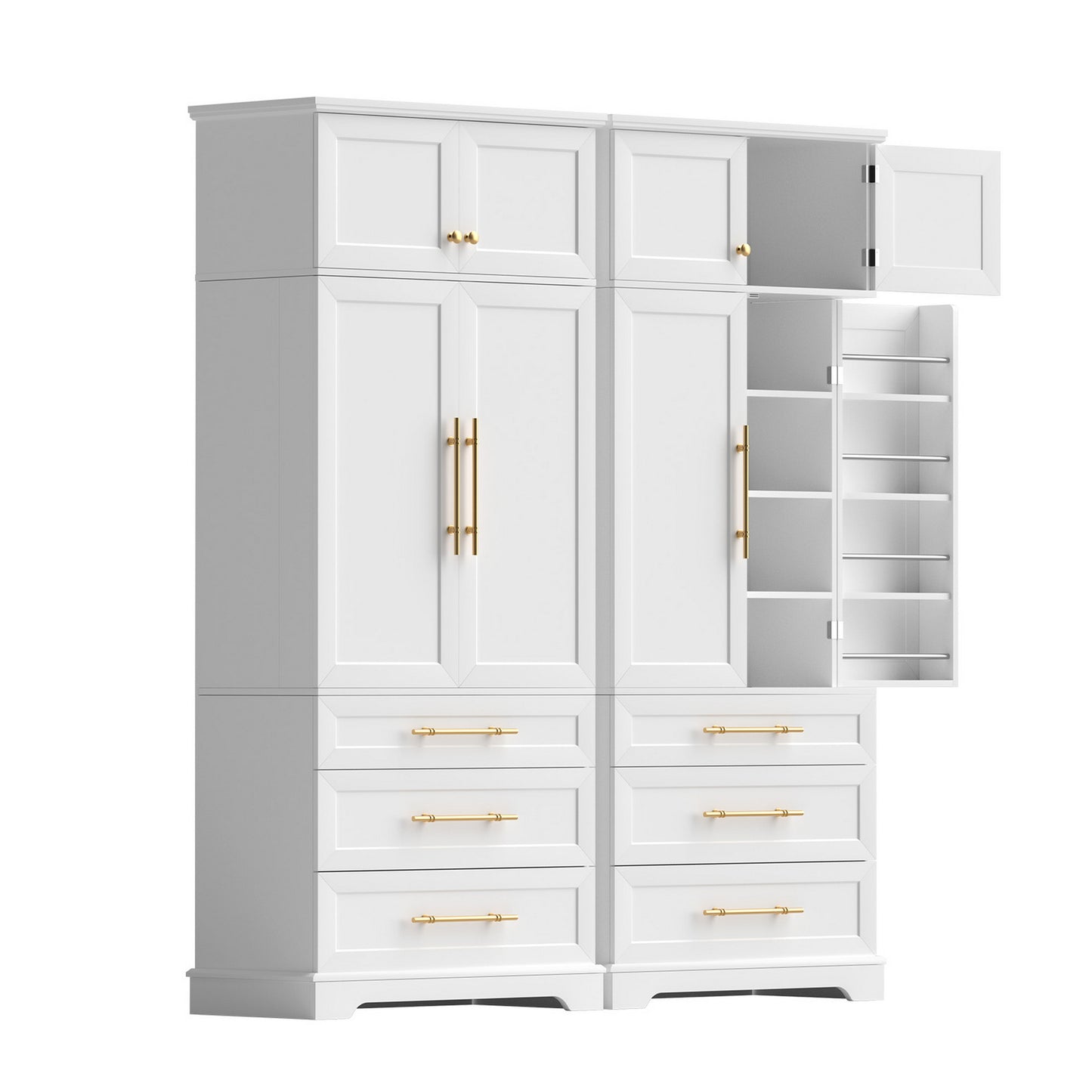 Set of 2 Stetson Buffet Sideboard Cabinet Pantry Kitchen Storage Cupboard Drawers Doors - White