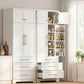 Set of 2 Stetson Buffet Sideboard Cabinet Pantry Kitchen Storage Cupboard Drawers Doors - White