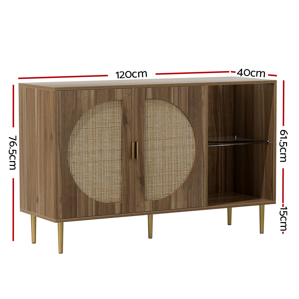 Lorcan Rattan Buffet Sideboard 2 Doors - Dark Oak