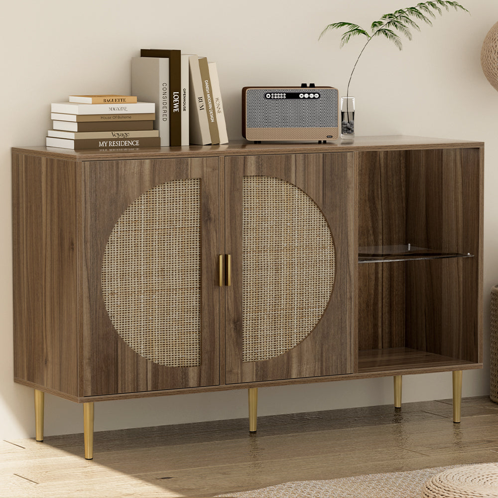 Lorcan Rattan Buffet Sideboard 2 Doors - Dark Oak