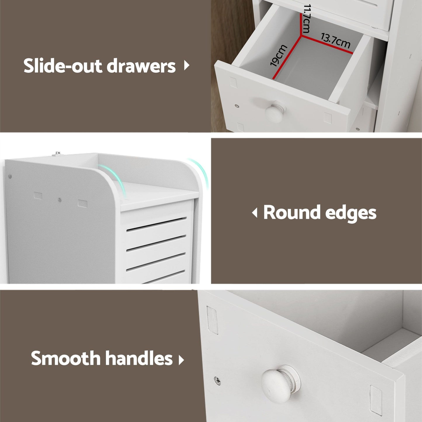 Set of 2 Bathroom Toilet Storage Cabinet Laundry Tallboy Cupboard