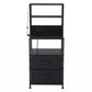 Saga Bedside Tables Tall Nightstand with Charging Station Drawers LED - Black