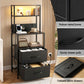 Saga Bedside Tables Tall Nightstand with Charging Station Drawers LED - Black