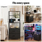 Saga Bedside Tables Tall Nightstand with Charging Station Drawers LED - Black