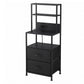 Saga Bedside Tables Tall Nightstand with Charging Station Drawers LED - Black