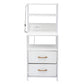 Saga Bedside Tables Tall Nightstand with Charging Station Drawers LED - White