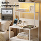 Saga Bedside Tables Tall Nightstand with Charging Station Drawers LED - White