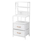 Saga Bedside Tables Tall Nightstand with Charging Station Drawers LED - White