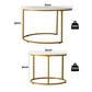 Iphigenia Coffee Table Set of 2 Round Marble Effect 70/50cm White & Gold