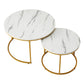 Iphigenia Coffee Table Set of 2 Round Marble Effect 70/50cm White & Gold