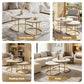 Iphigenia Coffee Table Set of 2 Round Marble Effect 70/50cm White & Gold