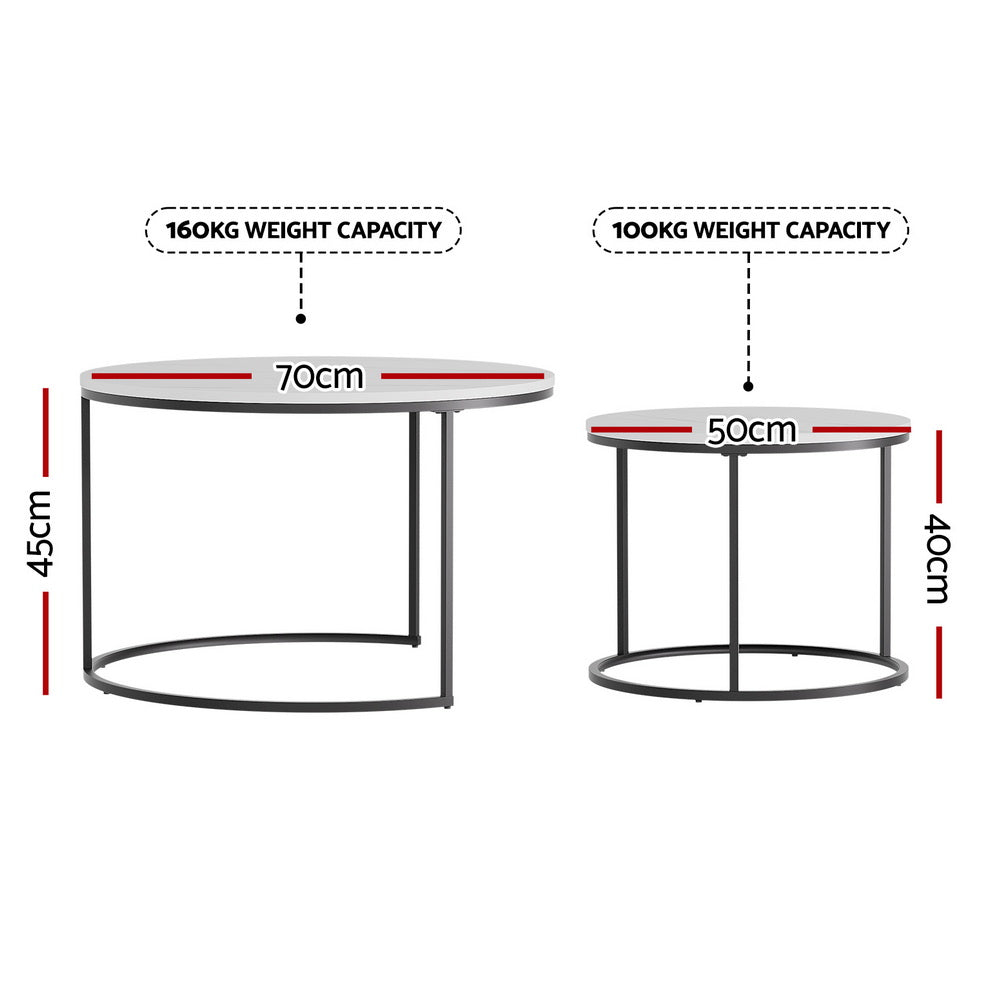 Ithara Coffee Table Set of 2 Marble Effect