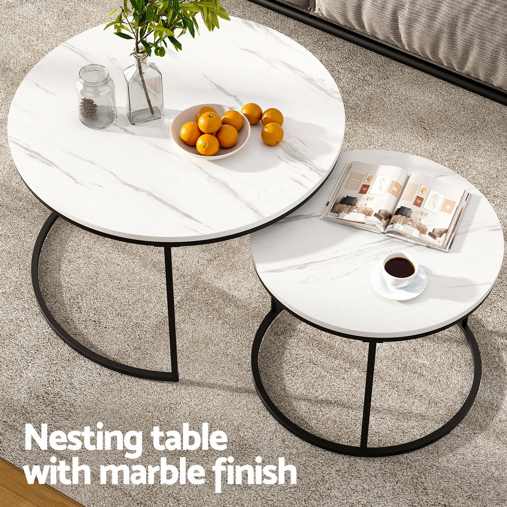 Ithara Coffee Table Set of 2 Marble Effect
