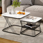 Ioakeim Nesting Coffee Table Set of 2 Marble Effect White and Black