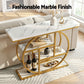Console Table Marble Effect 4-Tier Shelves 105CM - White & Gold