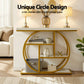 Console Table Marble Effect 4-Tier Shelves 105CM - White & Gold