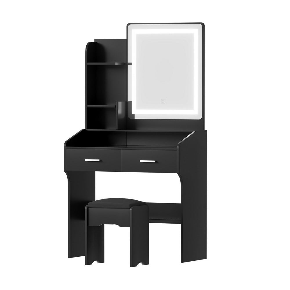 Dressing Table Set Stool Led - Black