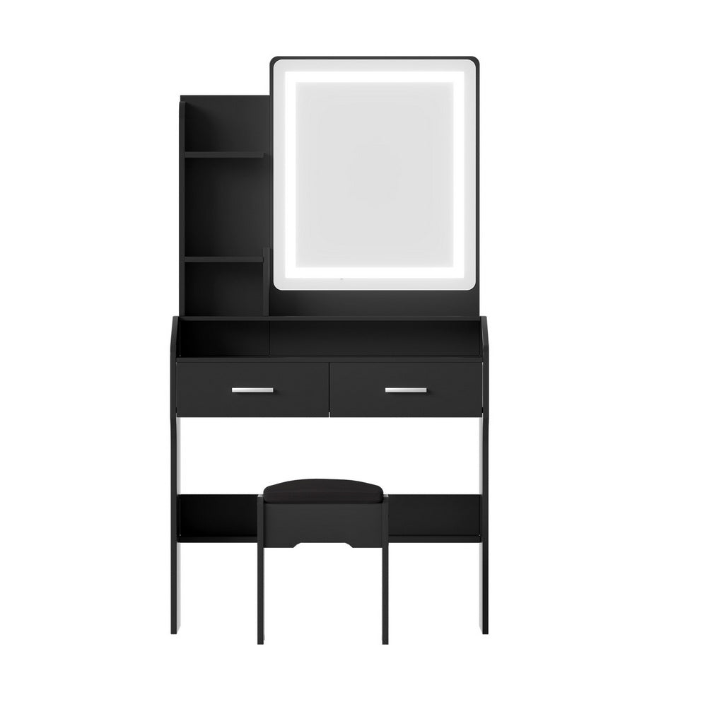 Dressing Table Set Stool Led - Black