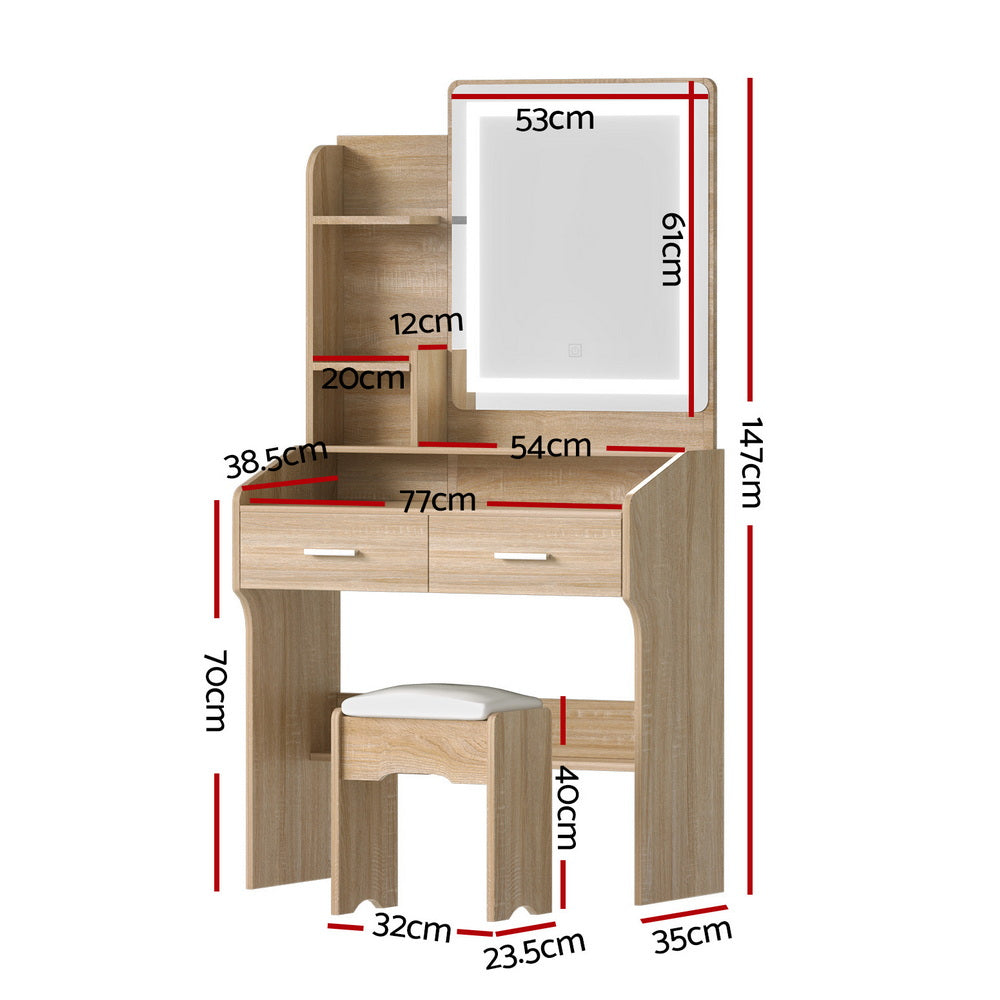 Dressing Table Set Stool Led - Wood