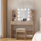 Dressing Table Set Stool 10 Led Bulbs - Wood
