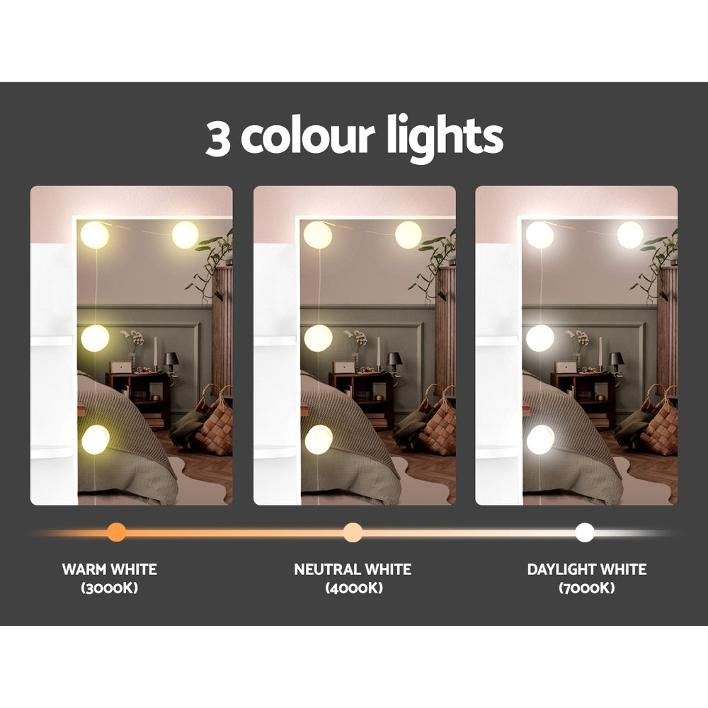 Dressing Table LED Makeup Mirror Stool Set 10 Bulbs Vanity Desk White