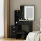 Dressing Table Vanity Desk Set Stool Led - Black