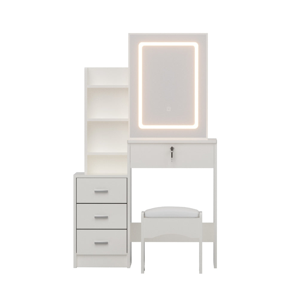 Dressing Table Vanity Desk Set Stool Led - White