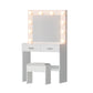 Dressing Table Vanity Desk Set Stool 10 Led Bulbs - White