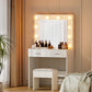 Dressing Table Vanity Desk Set Stool 10 Led Bulbs - White