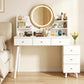 Dressing Table Vanity Desk LED Charging Station - White