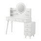 Dressing Table Vanity Desk LED Charging Station - White