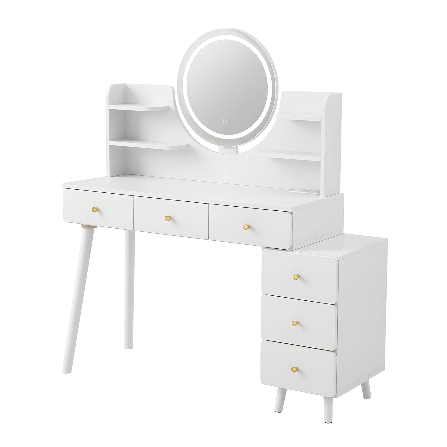 Dressing Table Vanity Desk LED Charging Station - White