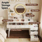 Dressing Table Vanity Desk LED Charging Station - White